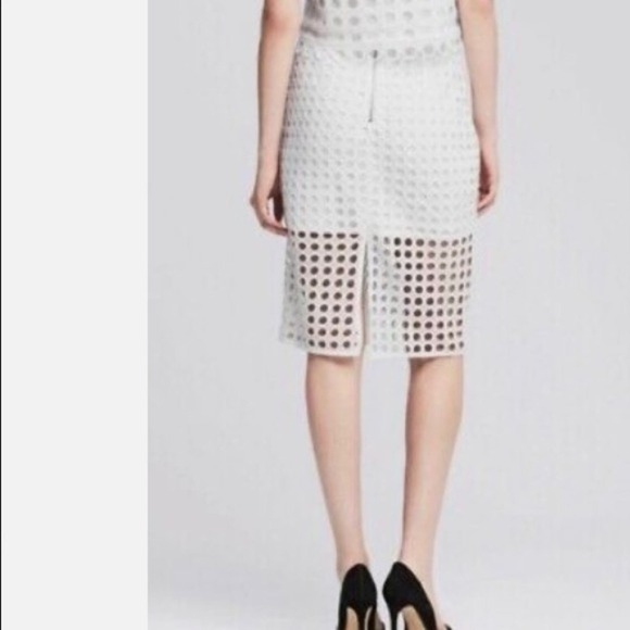 Banana Republic White Dot Pencil overlay midi skirt size 8 - Picture 4 of 8